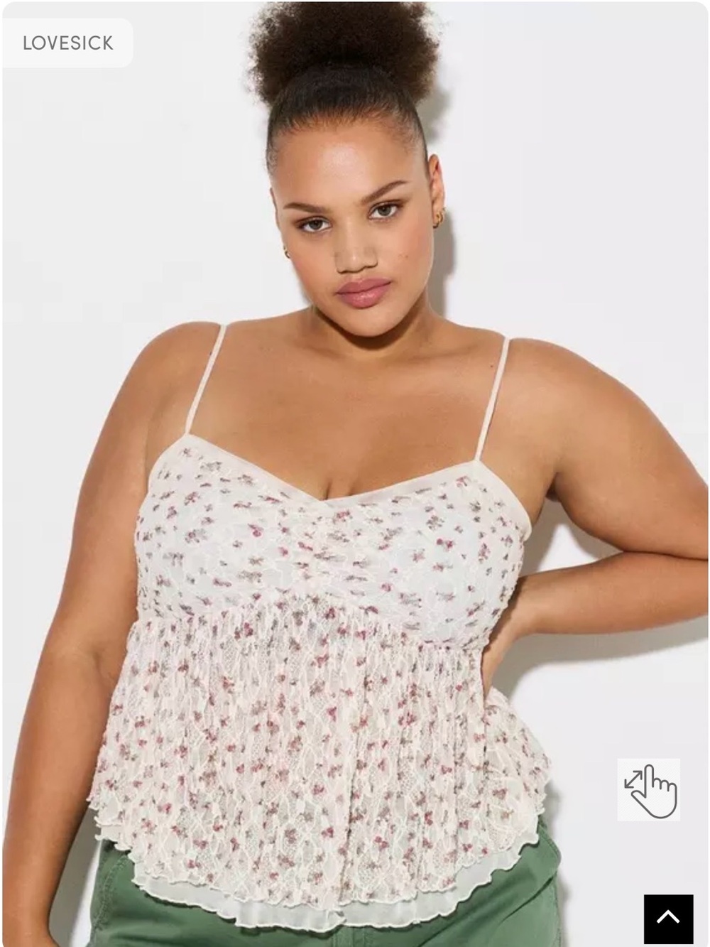 torrid Cream Floral Lace Ruffle Cami Tank